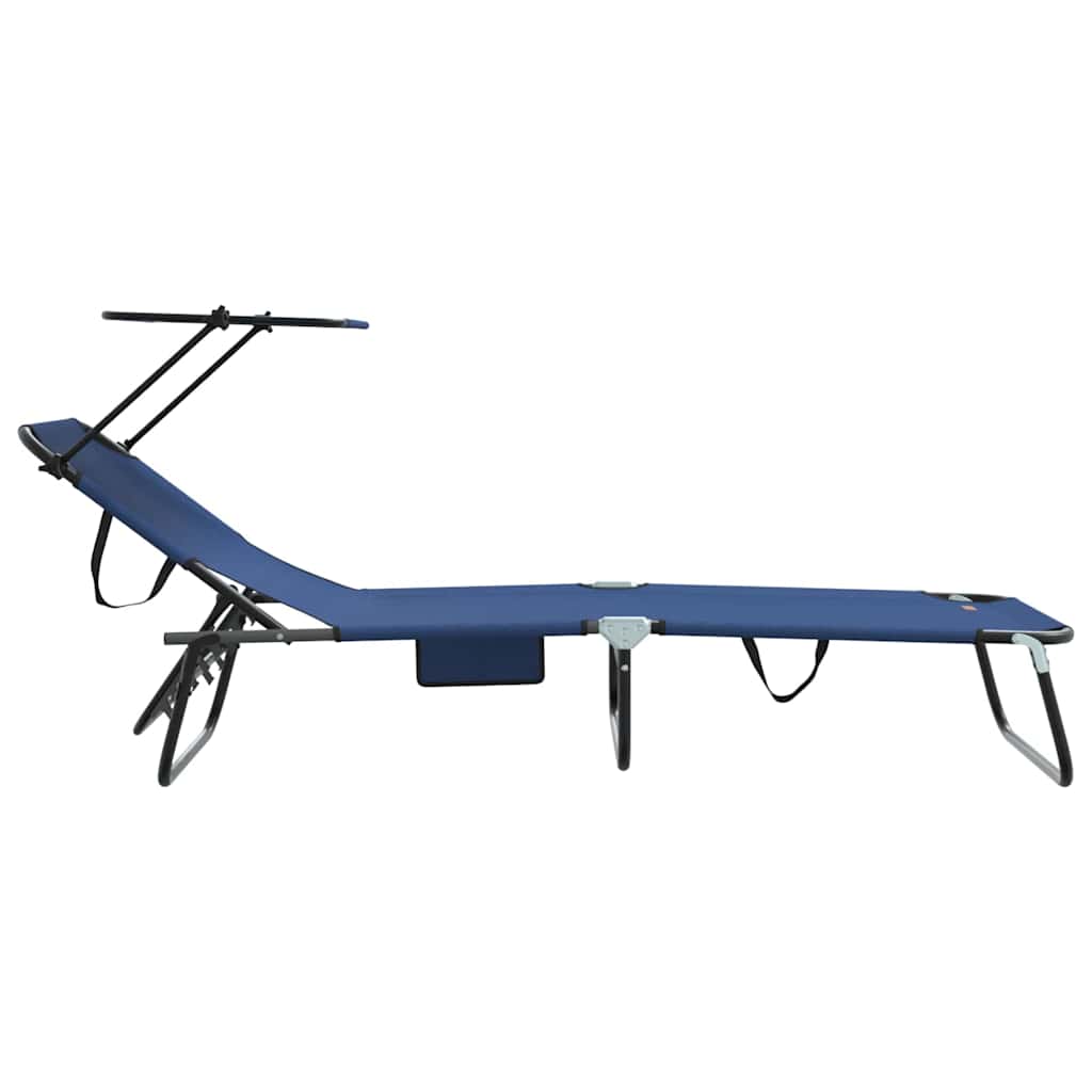 Folding Sun Lounger Folding 2 pcs Blue 56 x 190 x 81cm Fabric